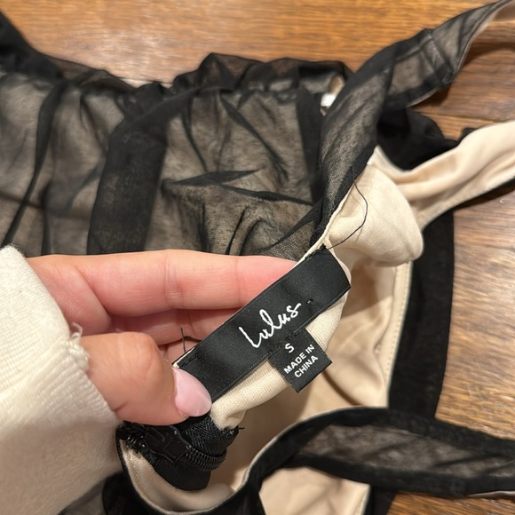 NWT Lulus V.I.P. Treatment Black Mesh Ruched Bodycon Midi Dress Medium - Picture 5 of 7